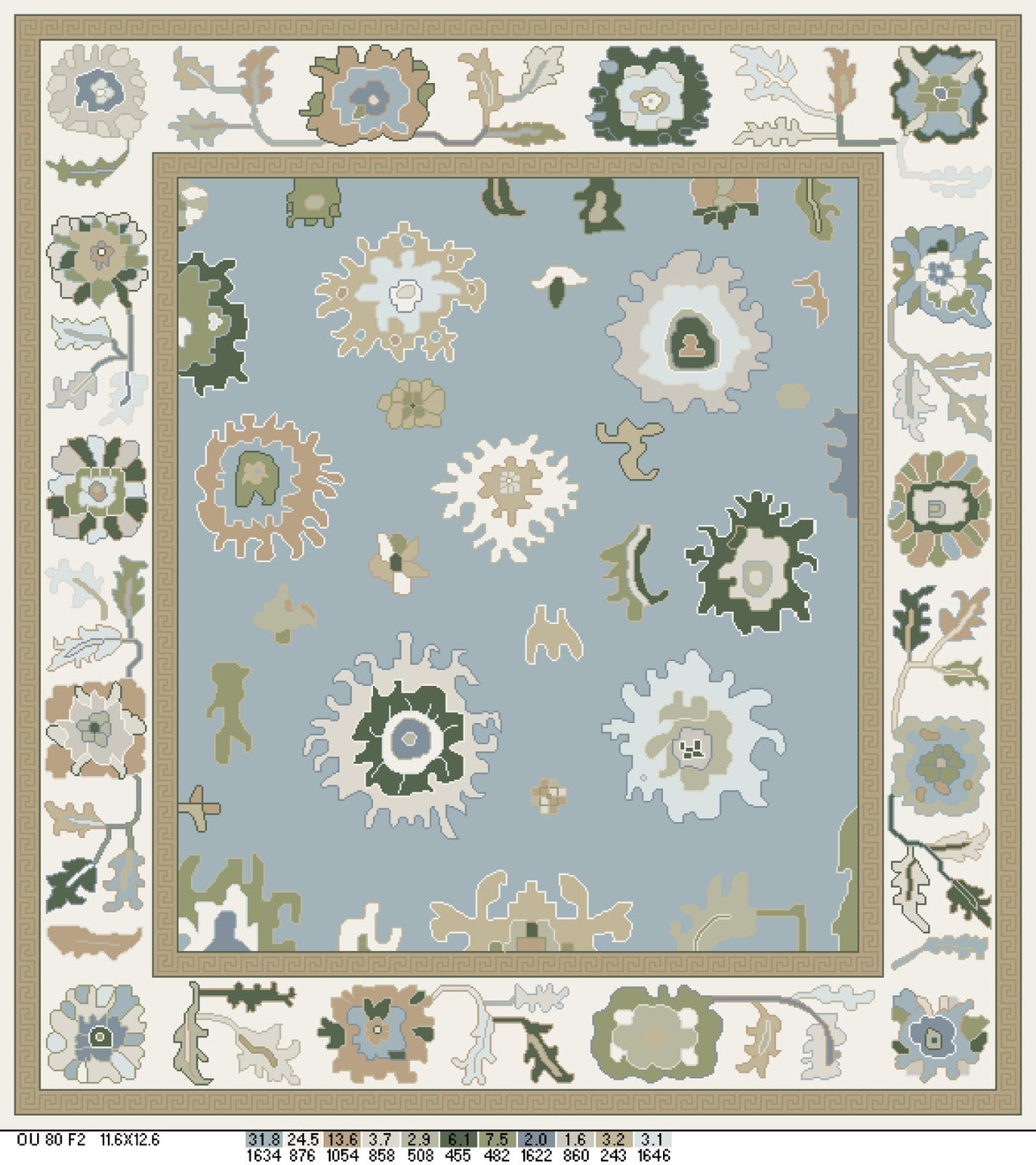 Custom handwoven rug, approx size: 8x12.5